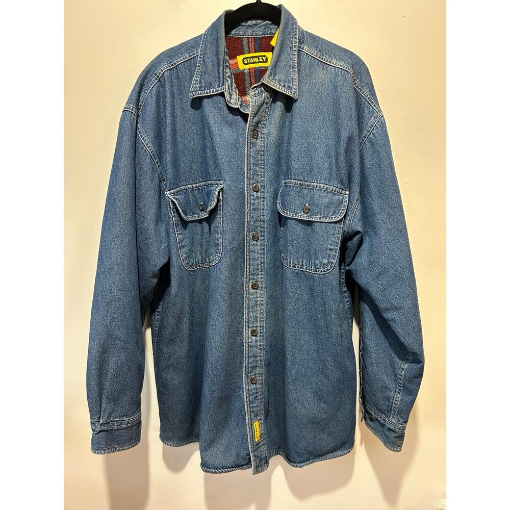 Vintage Stanley fleece lined denim shirt mens L shacket jeans work